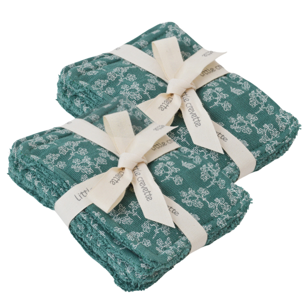 Lot de 12 lingettes bébé lavables et réutilisables en coton bio et oekotex vert sapin