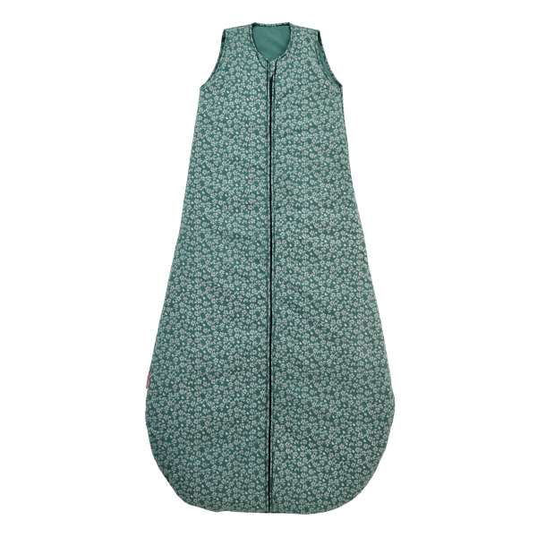 gigoteuse enfant mixte 6-10 ans 150 cm imprimé fleurs et écrus sur fond vert sapin