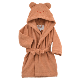 Peignoir à capuche enfant mixte terracotta avec capuche à oreilles en éponge coton bio oekotex