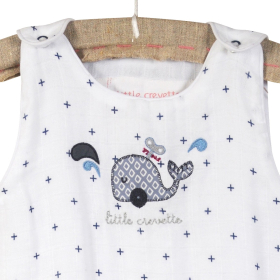 Gigoteuse été légère en lange tog 0,5 mixte fille garçon blanche motif baleine en coton bio oekotex