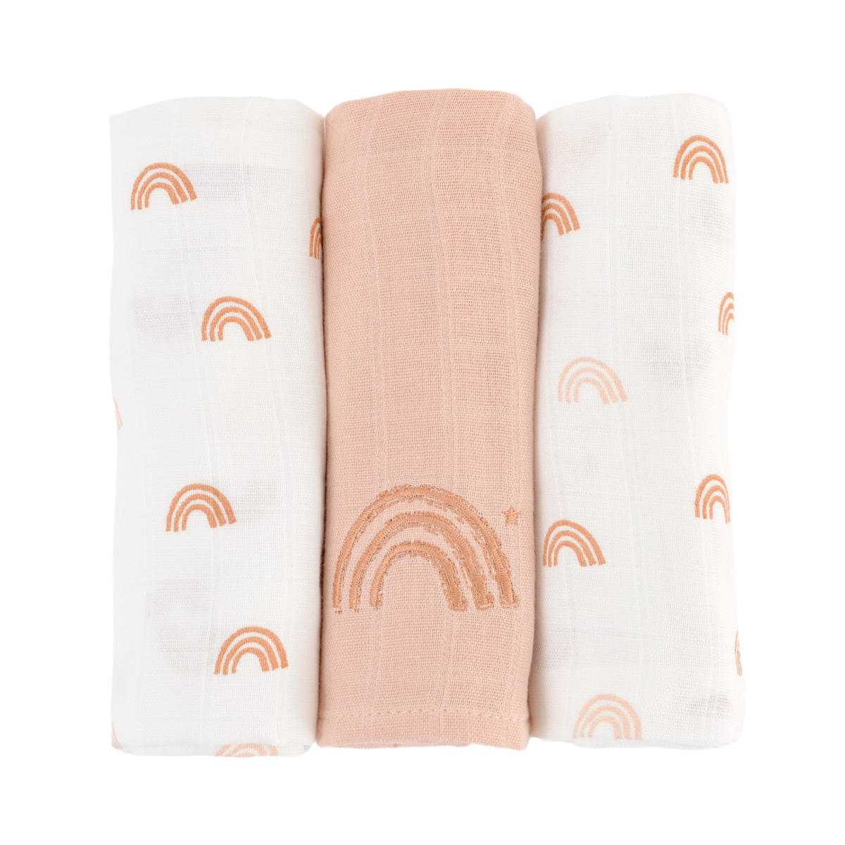 Lot de 3 langes bébé coton bio* Rainbow