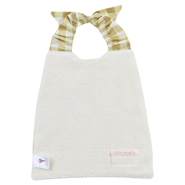 Serviette bavoir élastiqué vichy tilleul mixte fille garçon brodé delicious en coton doublé éponge oekotex