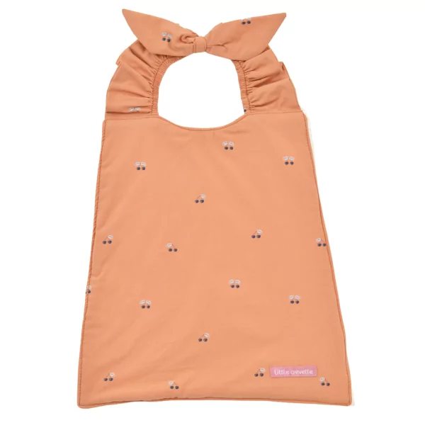 Serviette bavoir élastiqué terracotta mixte fille garçon motif cerises bio oekotex