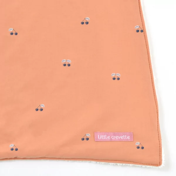 Serviette bavoir élastiqué terracotta mixte fille garçon motif cerises bio oekotex