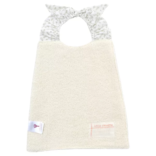 Serviette bavoir élastiqué mixte fille garçon motif petites branches de buis vertes bio oekotex