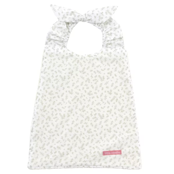 Serviette bavoir élastiqué mixte fille garçon motif petites branches de buis vertes bio oekotex