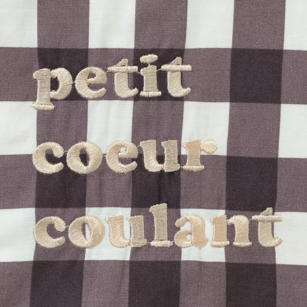 Serviette bavoir élastiqué marron glacé mixte fille garçon brodé petit coeur coulant en coton doublé éponge oekotex