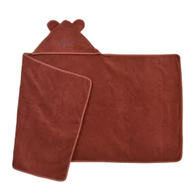 cape de bain bébé rectangulaire à oreilles ourson tonka coton bio oeko-tex