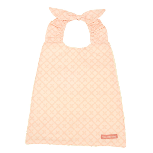 Serviette bavoir élastiqué fleurs roses