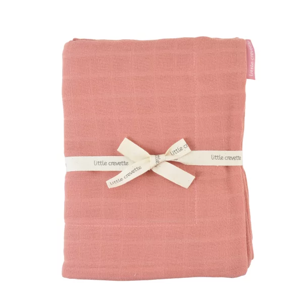 couverture bébé en double-gaze pur coton bio unie bois de rose