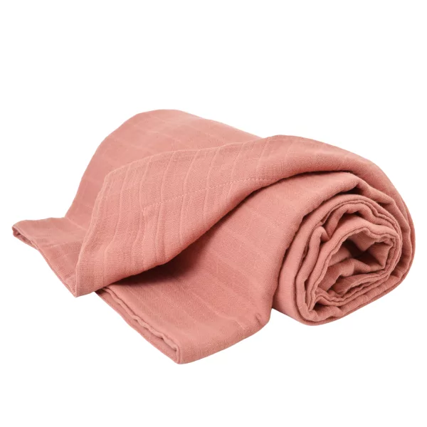 couverture bébé en double-gaze pur coton bio unie bois de rose