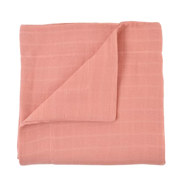 couverture bébé en double-gaze pur coton bio unie bois de rose