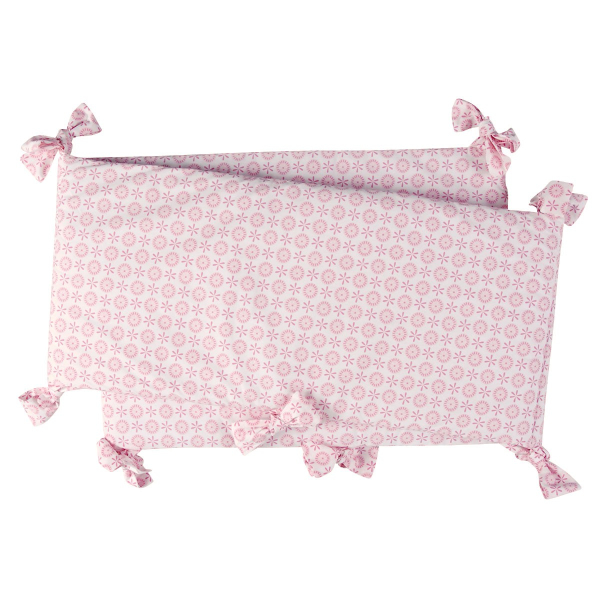 Tour de Lit bébé fille rose motif fleur en coton bio oekotex