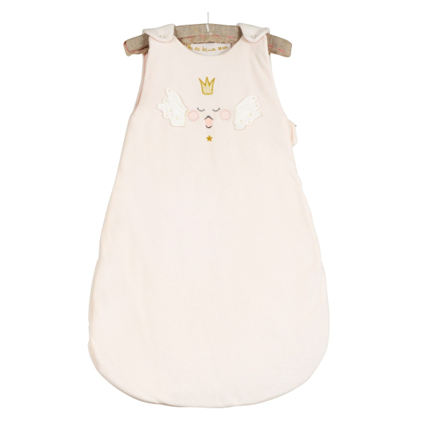 Gigoteuse fille rose pâle motif cygne princesse broderie dorée étoiles phrase en coton bio oekotex