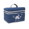 Trousse de voyage bébé enfant baleine bleu foncé pour fille ou garçon intérieur PVC coton bio