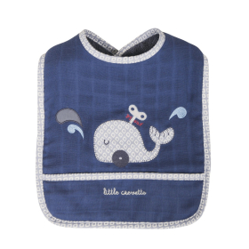 Bavoir naissance bébé Estampille bleu canard