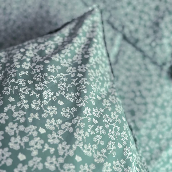 parure de lit enfant 1 personne 140x200 cm en coton bio fleurs verts mahé taie et housse de couette