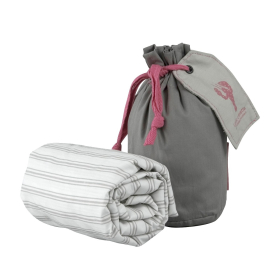 Drap-housse bébé rayé taupe 60x120 cm Zéphyr coton bio oekotex