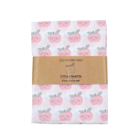 maxi-lange bébé fille blanc et rose motif pomme en coton bio oekotex