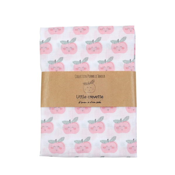 maxi-lange bébé fille blanc et rose motif pomme en coton bio oekotex