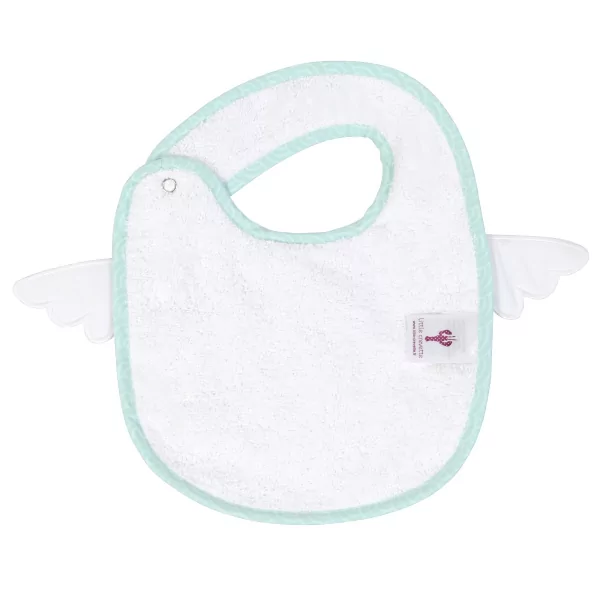 Bavoir mixte garçon fille bleu motif super héros en coton bio oekotex