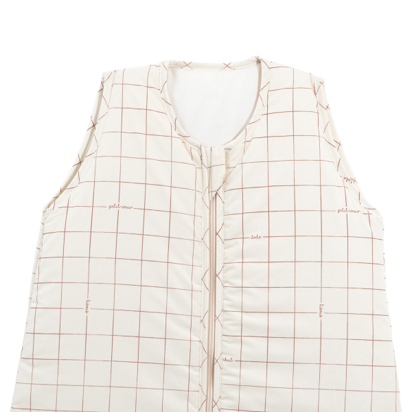 gigoteuse enfant 150 cm en coton bio écrue imprimé carreaux tonka tog 2,5