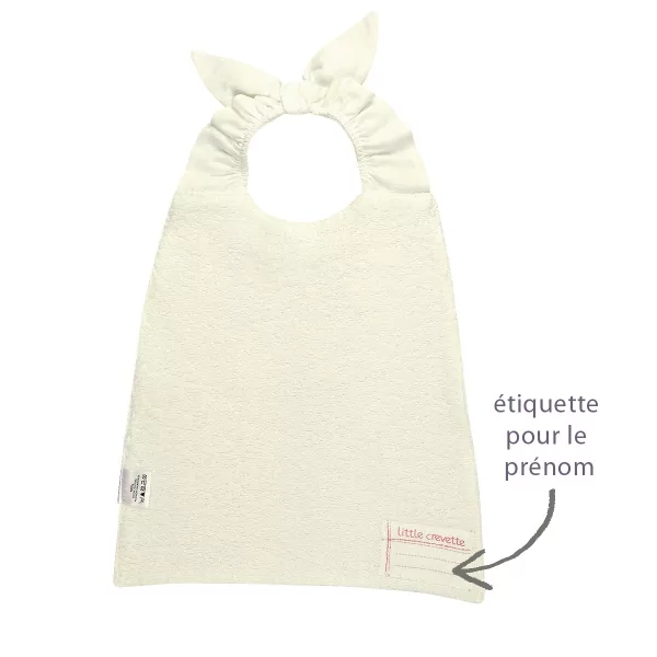 Serviette bavoir élastiqué blanc mixte fille garçon motif carreaux vive la cantine en coton bio oekotex étiquette prénom