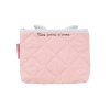 Trousse de toilette enfant fille rose en forme de Pomme d'amour intérieur PVC coton bio