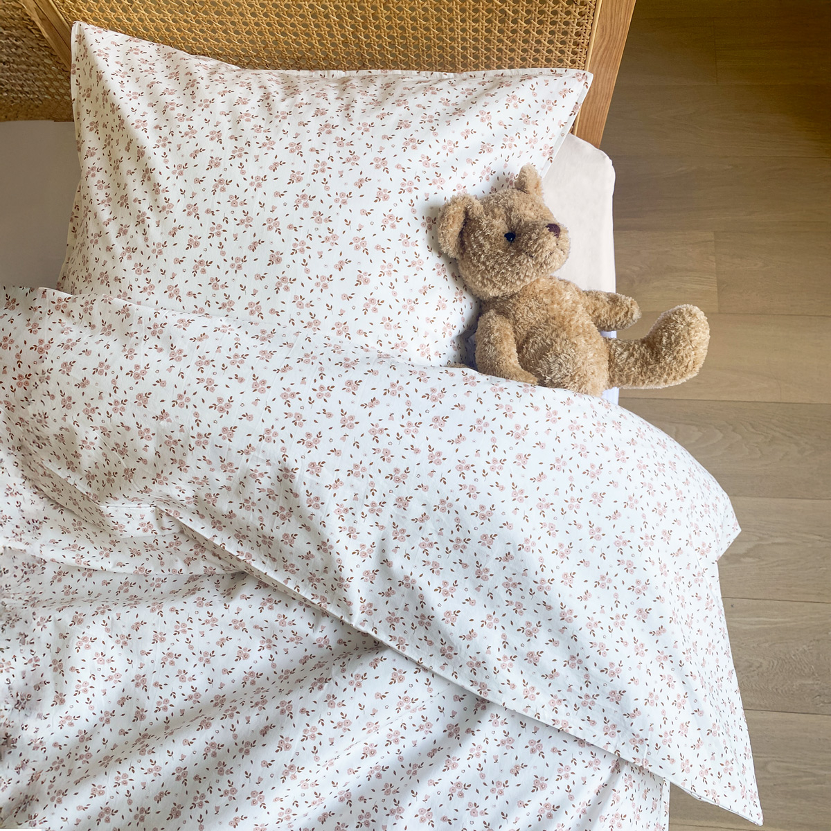 Little Crevette - Parure de lit enfant taie et housse de couette 140x200 cm percale de coton Thaïs