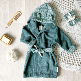 Peignoir Enfant 3-4 Ans Jollein - Tissu Éponge Doux, Capuche à Oreilles, Vert Cendré - Pour Après Le Bain