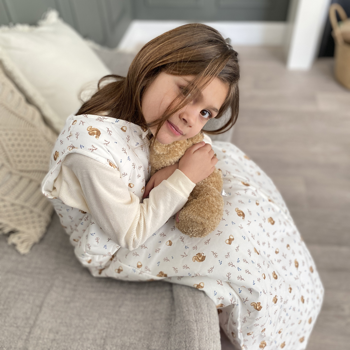 Little Crevette - Gigoteuse enfant coton bio 3-6 ans Noisette - 130 cm