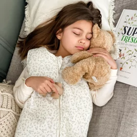 gigoteuse enfant mixte 130 cm en coton bio imprimé feuilles ouverture devant