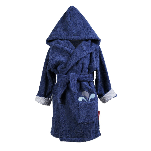 Peignoir à capuche enfant bleu mixte garçon fille motif baleine en coton bio oekotex