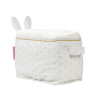 Bac de rangement à couches avec oreilles de lapin écru et taupe ruban doré en coton bio