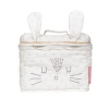 Trousse de toilette enfant fille ou garçon écrue et taupe rose en forme de lapin avec oreilles intérieur PVC coton bio