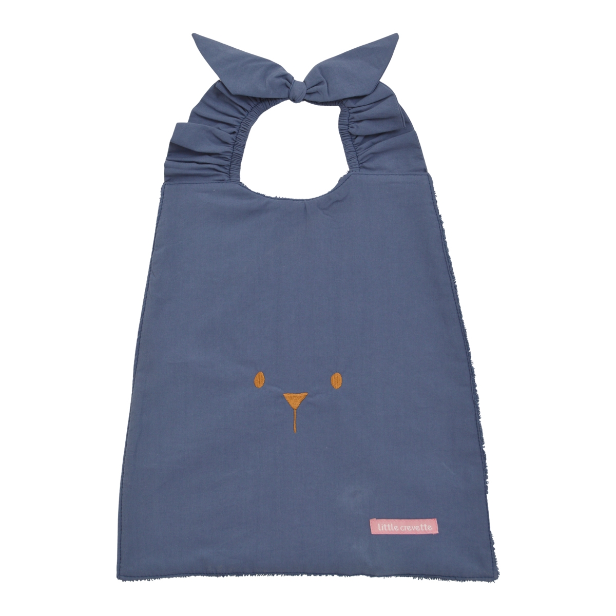 Little Crevette - Serviette bavoir Ourson - bleu marine