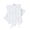 lingettes bébé en tissu lavable et réutilisable gaze de coton et éponge écru motif étoiles taupes coton bio et oekotex