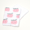 lingettes bébé en tissu lavable et réutilisable gaze de coton et éponge motif pomme rose coton bio et oekotex