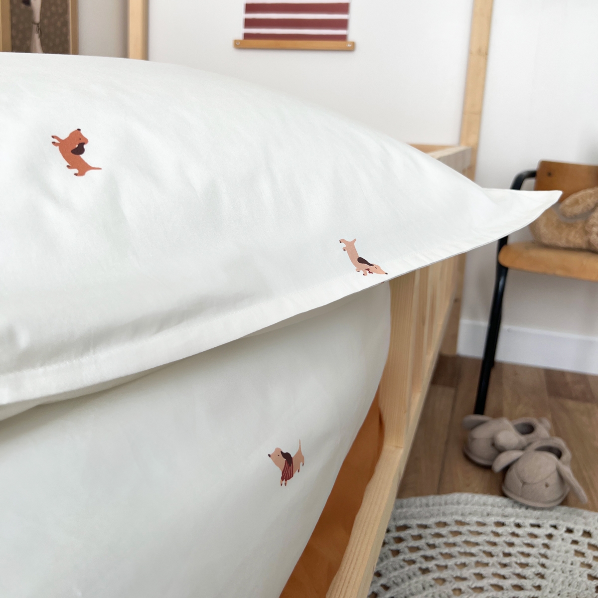 Parure de lit enfant taie et housse de couette 140x200 cm coton Oscar MADE IN FRANCE