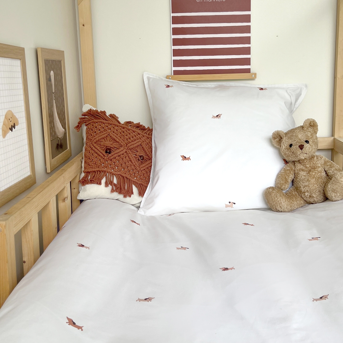 Little Crevette - Parure de lit enfant taie et housse de couette 140x200 cm coton Oscar MADE IN FRANCE