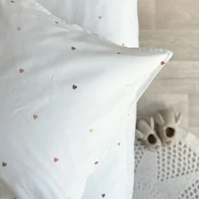 parure de lit enfant imprimé petits cœurs en percale coton bio fabriquée en France