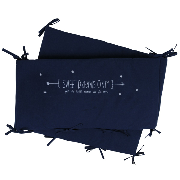 Tour de lit bébé mixte fille garçon bleu marine Sweet Dreams only étoiles coton bio oekotex