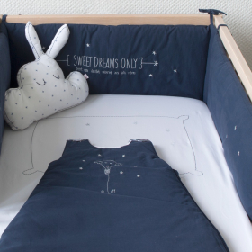 Tour de lit bébé mixte fille garçon bleu marine Sweet Dreams only étoiles coton bio oekotex