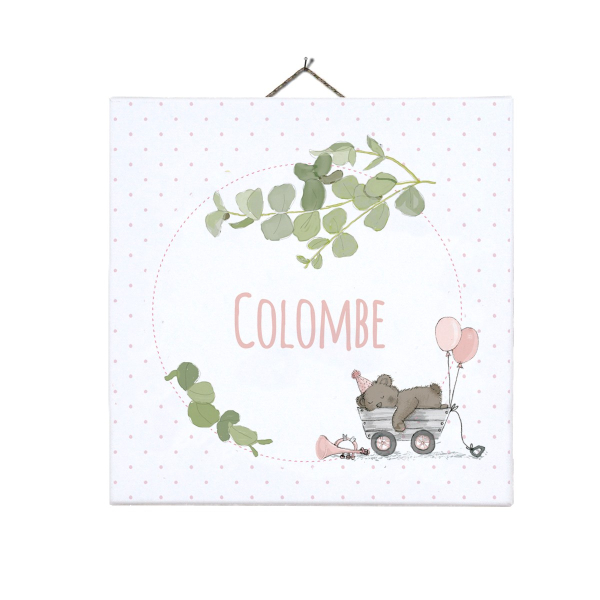 Tableau Deco Personnalise Ourson Rose Little Crevette