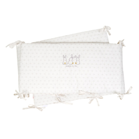 Tour de lit bébé mixte fille garçon écru motif lapin en coton bio oekotex