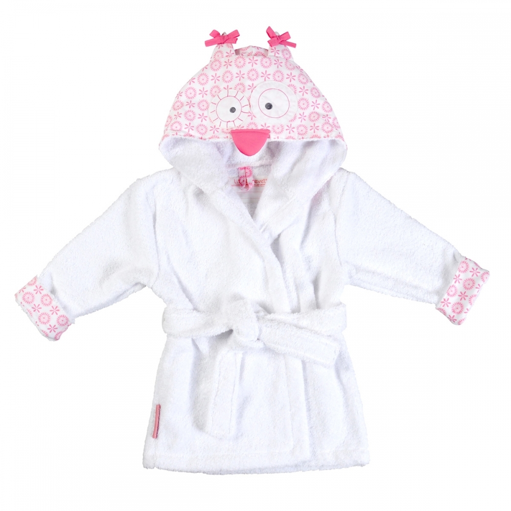 Peignoir enfant fille hibou rose - Créatrice : Little crevette