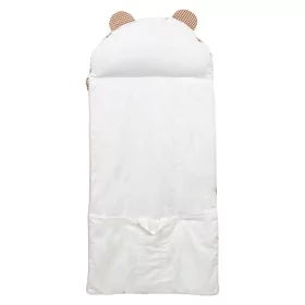 sac de couchage enfant avec oreiller intégré et sac de rangement motif vichy caramel
