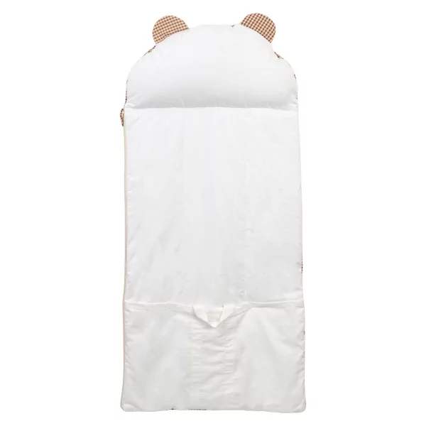 sac de couchage enfant avec oreiller intégré et sac de rangement motif vichy caramel