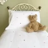 parure de lit bébé housse de couette 100x140 cm et taie d'oreiller en coton bio MADE IN FRANCE imprimé cœurs multicolores