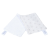 lingettes bébé en tissu lavable et réutilisable gaze de coton et éponge écru motif étoiles taupes coton bio et oekotex